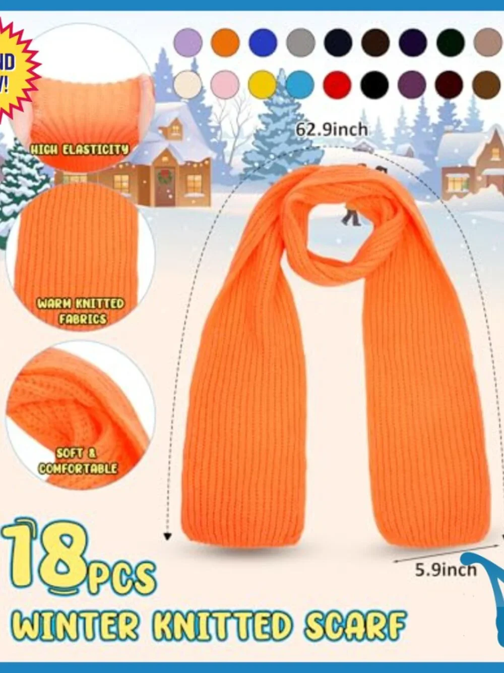 Kids Winter Hat Gloves Scarf Set, Acrylic Knit, 54-Piece Bulk